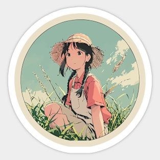 Girl With Strawhat Sticker